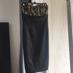 Strapless cocktail lace dress